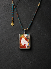 Handmade Tibetan White Tara Eye of Wisdom Thangka Necklace