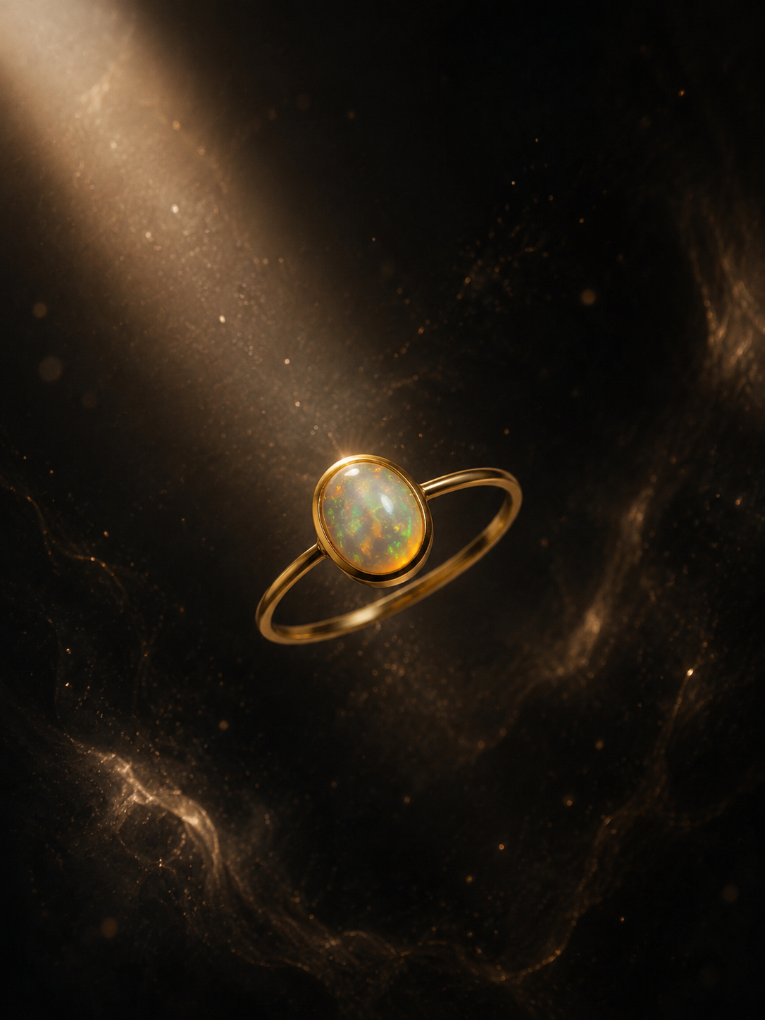 Vintage Oval Opal Ring - Gold Plated 925 Silver