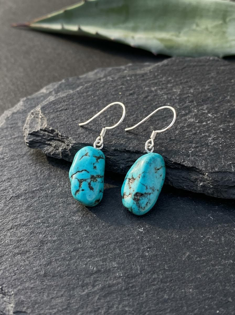 Handmade Tibetan Vintage Fine Silver Drop Earrings