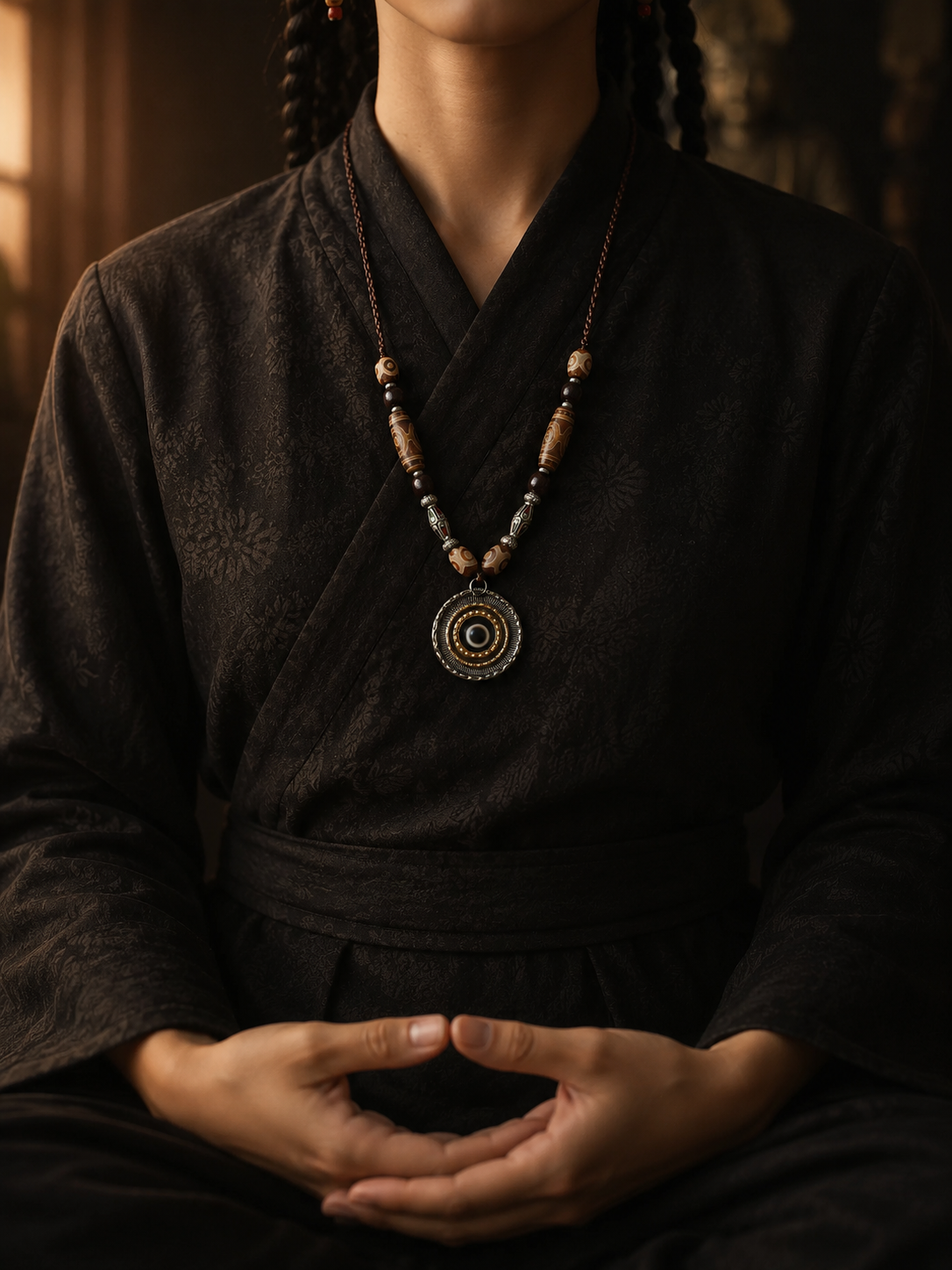 Tibetan Agate Dzi Bead Healing Necklace