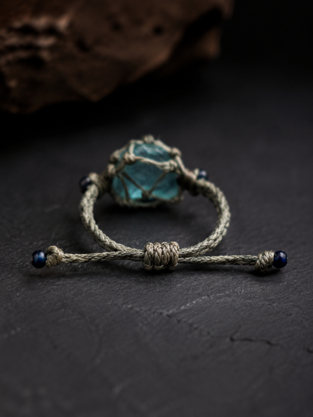 Handmade Raw Crystal Braided Adjustable Ring