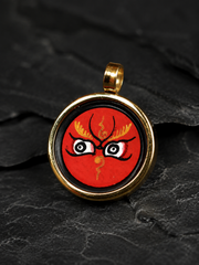 Hand-Painted Tibetan Thangka Buddha Eye Amulet Pendant