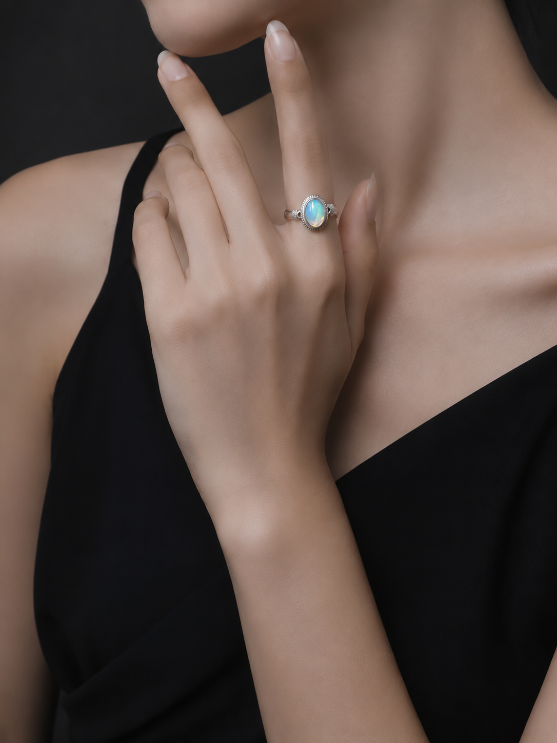 Vintage 925 Silver Fire Opal Adjustable Ring