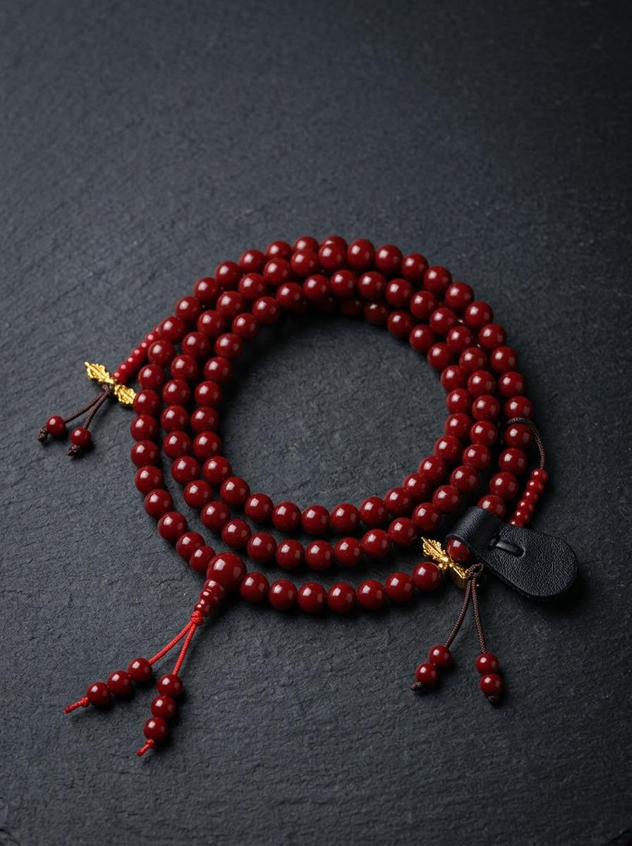 Tibetan Ox-Blood Red 108 Mala Meditation Beads