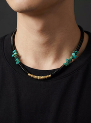 Tibetan Turquoise & Obsidian Spiritual Necklace