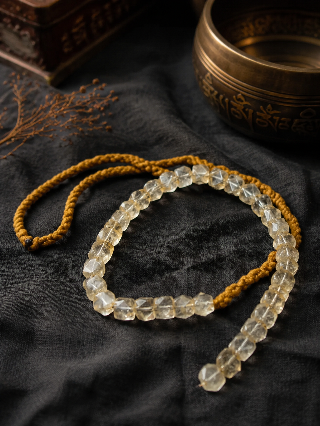 Vintage Faceted Clear Quartz Tibetan Necklace