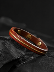 Vintage Tibetan Style Leather & Brass Couple Bracelet