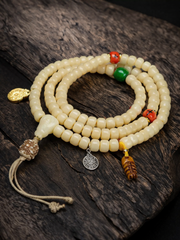 Tibetan Yak Bone 108 Mala Beads Bracelet & Necklace