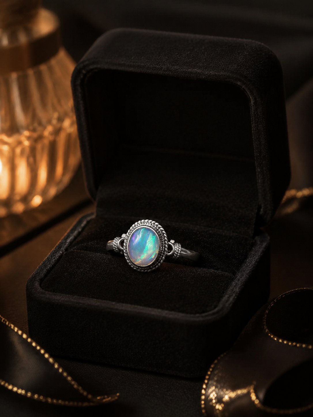 Vintage 925 Silver Fire Opal Adjustable Ring