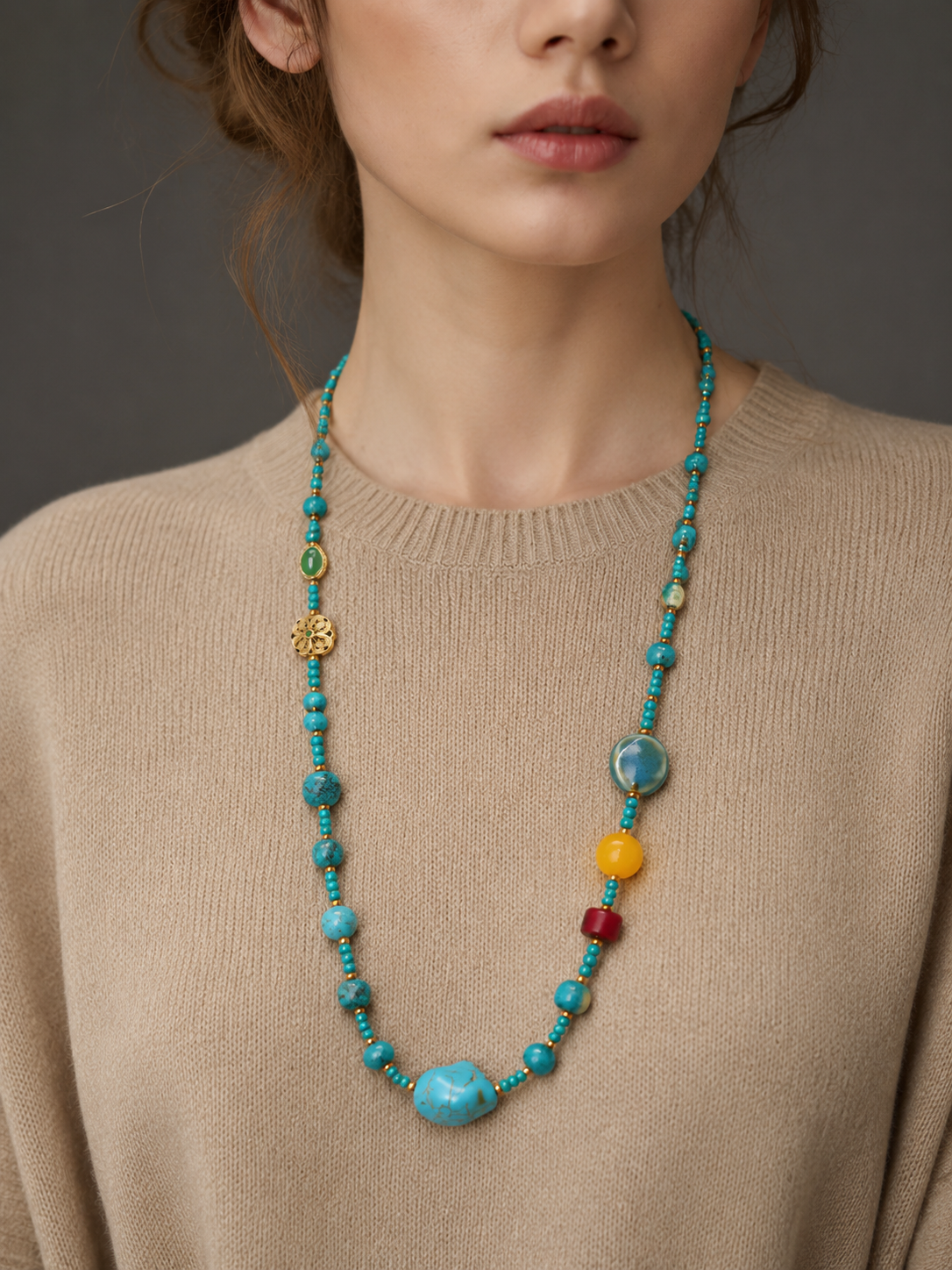 Authentic Tibetan Turquoise Beaded Necklace