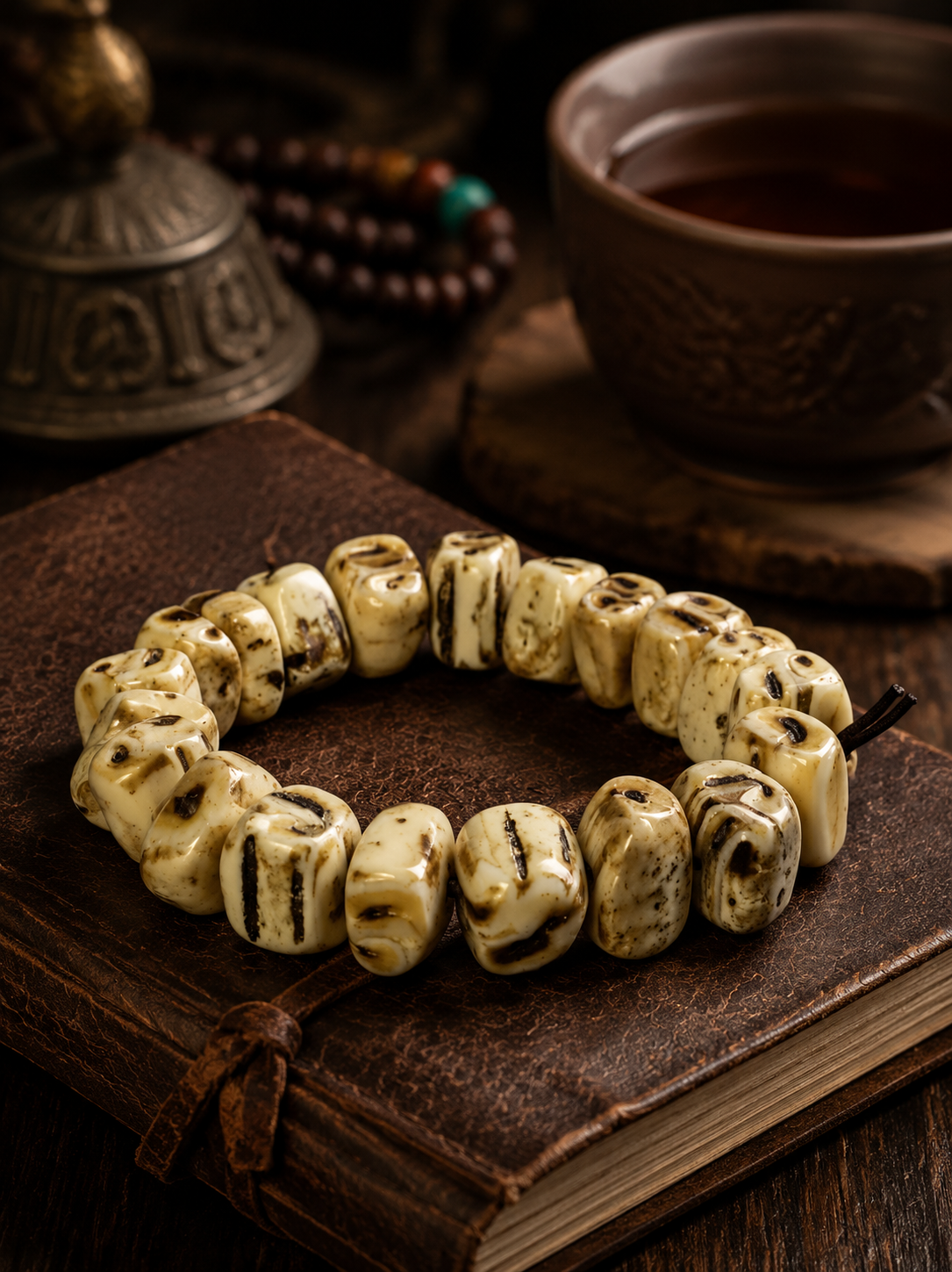 Vintage Tibetan Yak Bone Chunky Bead Bracelet