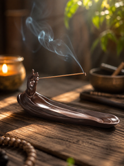 Embossed Ceramic Incense Holder for Tibetan Meditation
