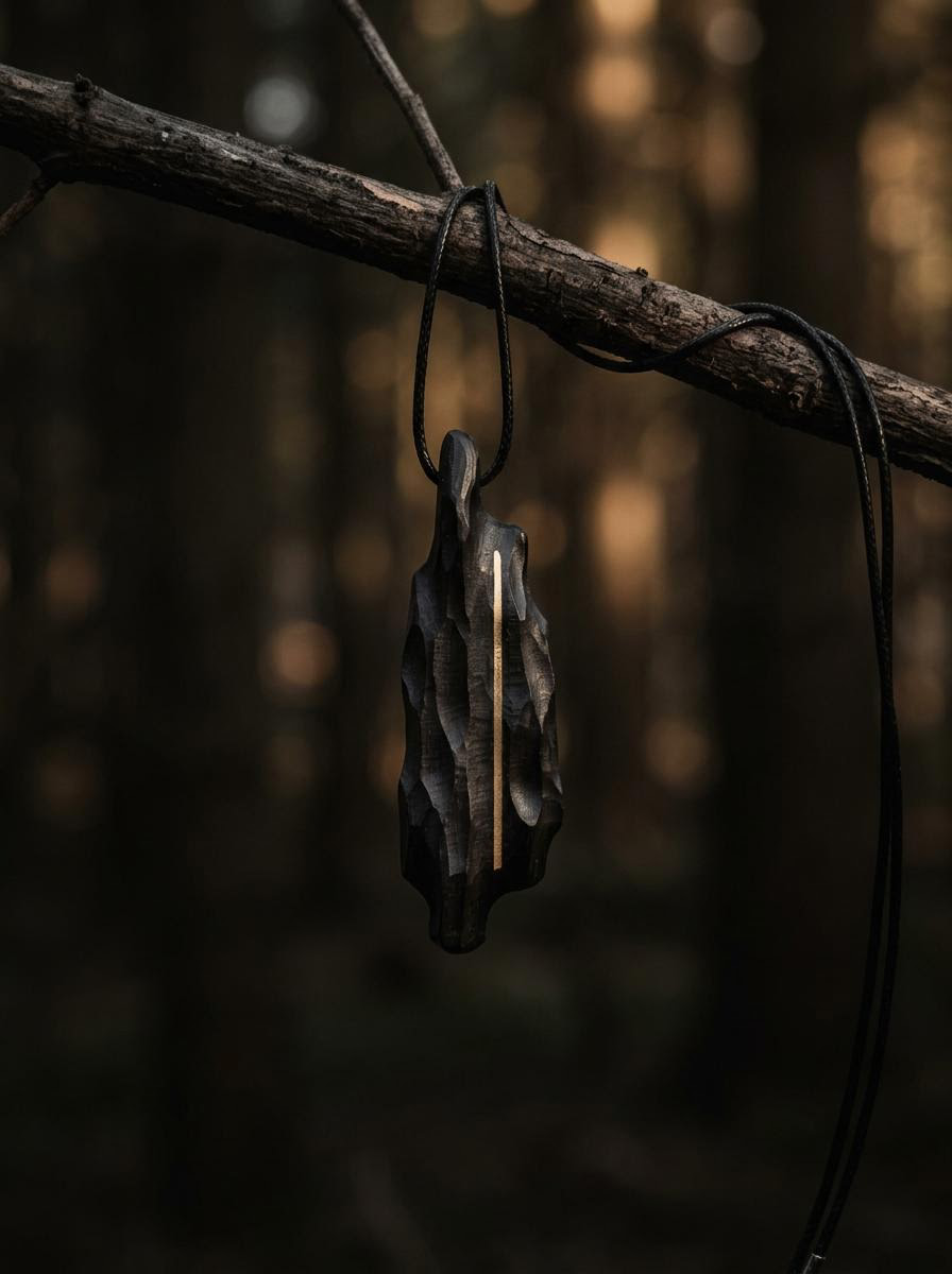 Tibetan Handcrafted Ebony & Copper Pendant Necklace