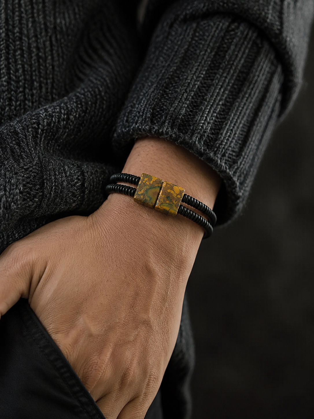 Vintage Tibetan Agate Stone Double Wrap Bracelet