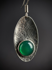 Vintage Tibetan Silver Emerald Drop Earrings