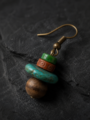 Vintage Tibetan Magnesite & Bodhi Dangle Earrings