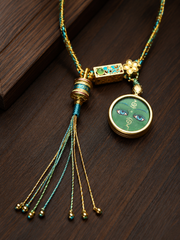 Hand-Painted Green Tara Tibetan Amulet Necklace