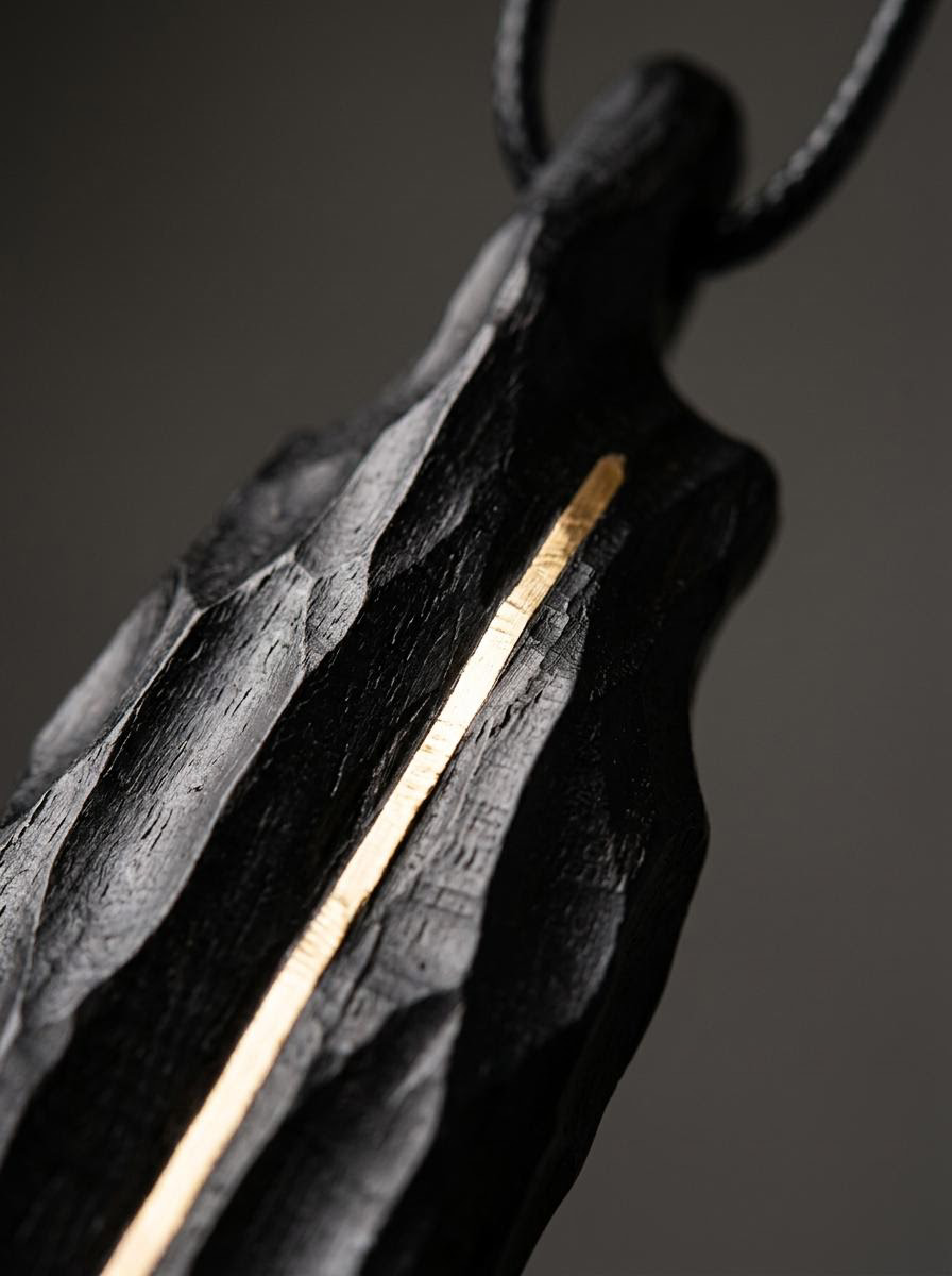 Tibetan Handcrafted Ebony & Copper Pendant Necklace