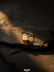 Tibetan Natural Amber S925 Silver Square Ring