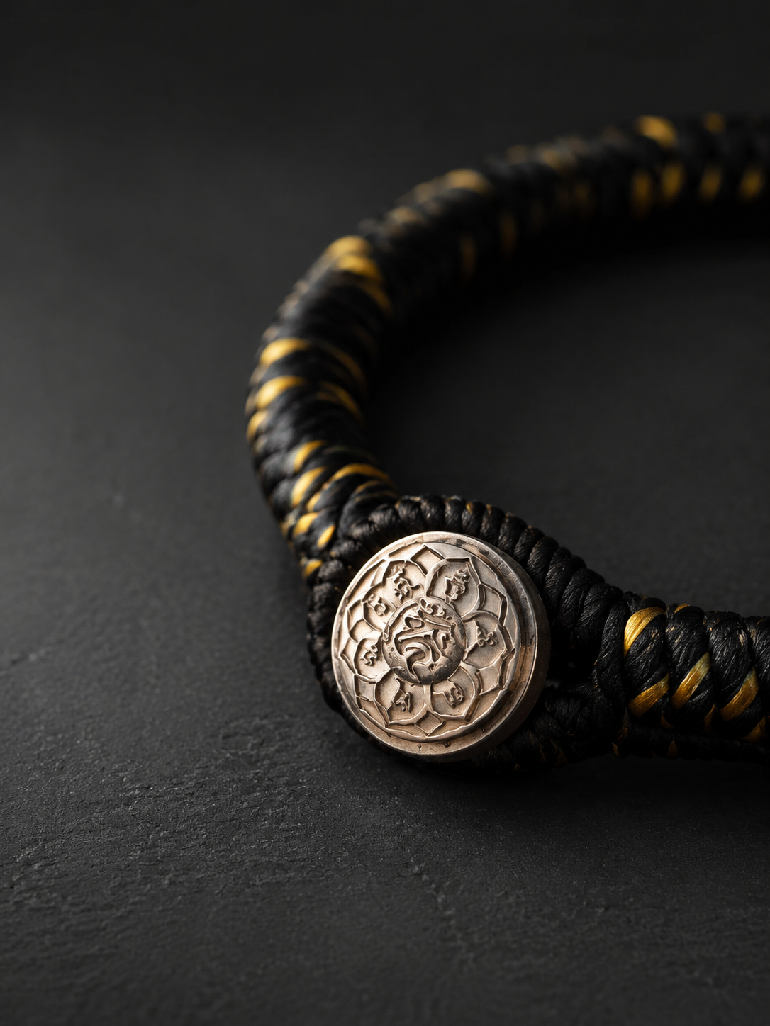 Tibetan Silk Vajra Knot Amulet Bracelet 999 Silver