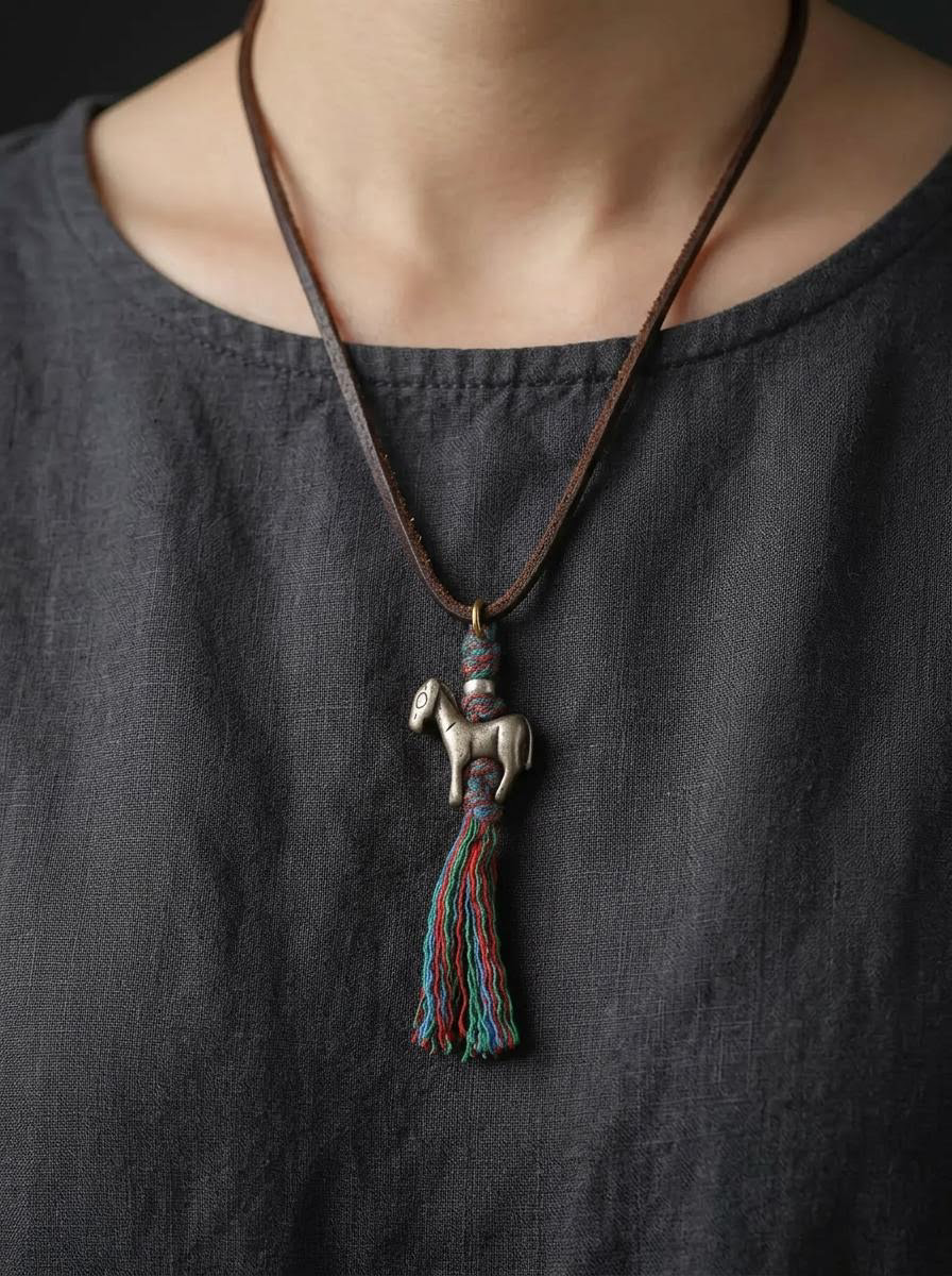 Tibetan Lima Copper Zodiac Horse Mala Pendant