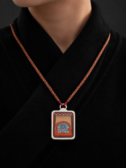Hand-Painted Tibetan Thangka Amulet Necklace