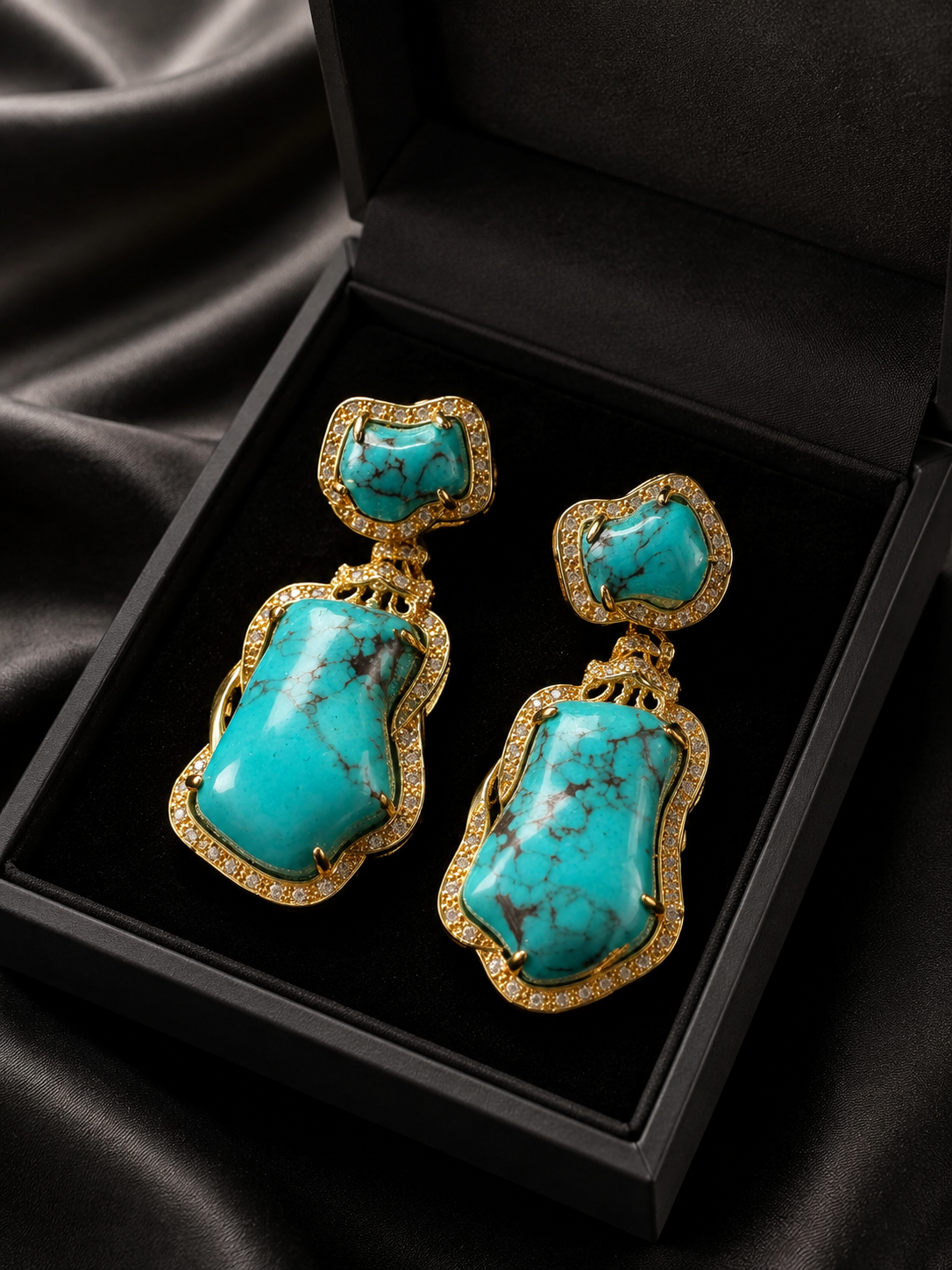 Vintage Tibetan Simulated Turquoise Drop Earrings