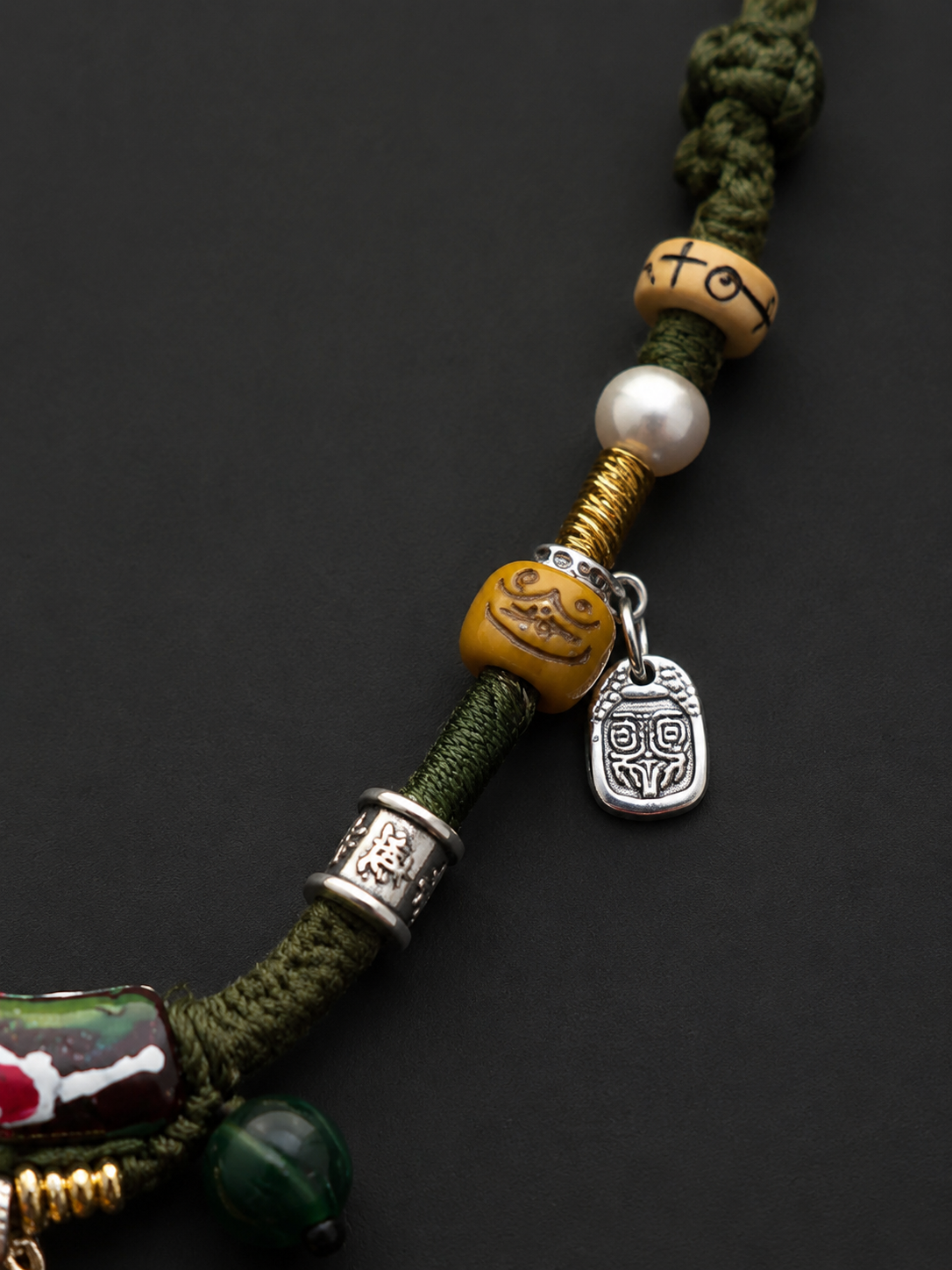 Handmade Tibetan Woven Necklace Cord with Universal Pendant Clasp