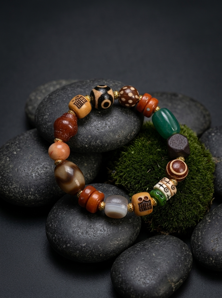 Tibetan Dzi Bead & Gemstone Spiritual Bracelet