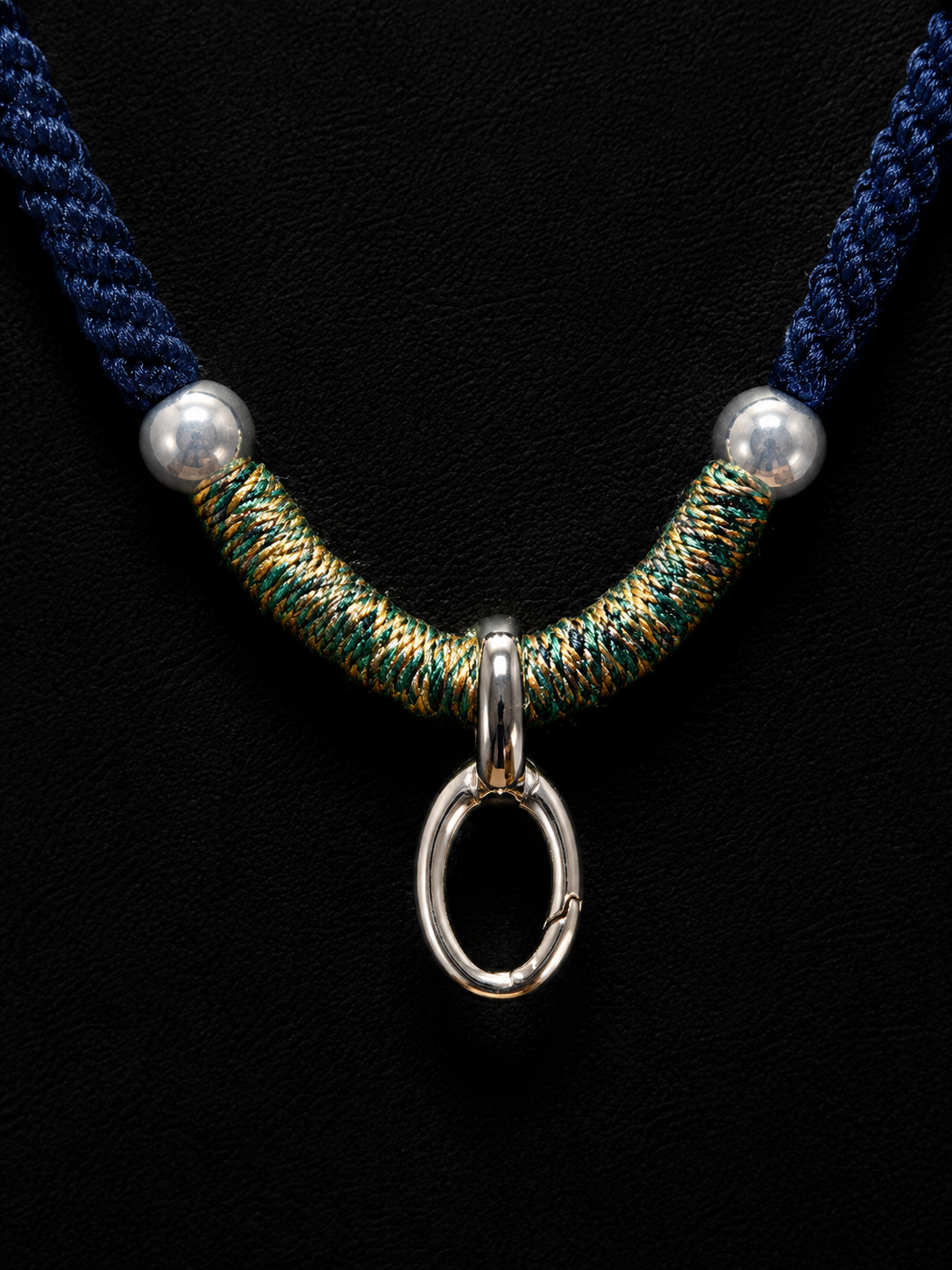 Handmade Tibetan Braided Pendant Cord with 999 Silver & Yak Bone