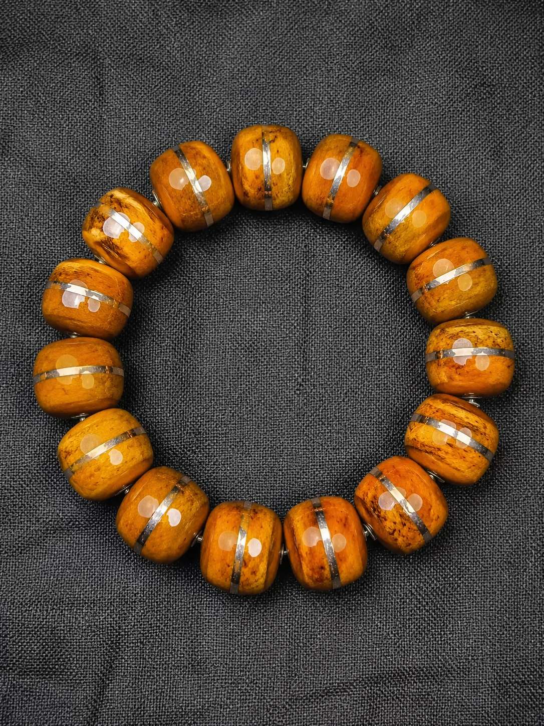 Handmade Tibetan Aged Yak Bone Inlaid Mala Bracelet