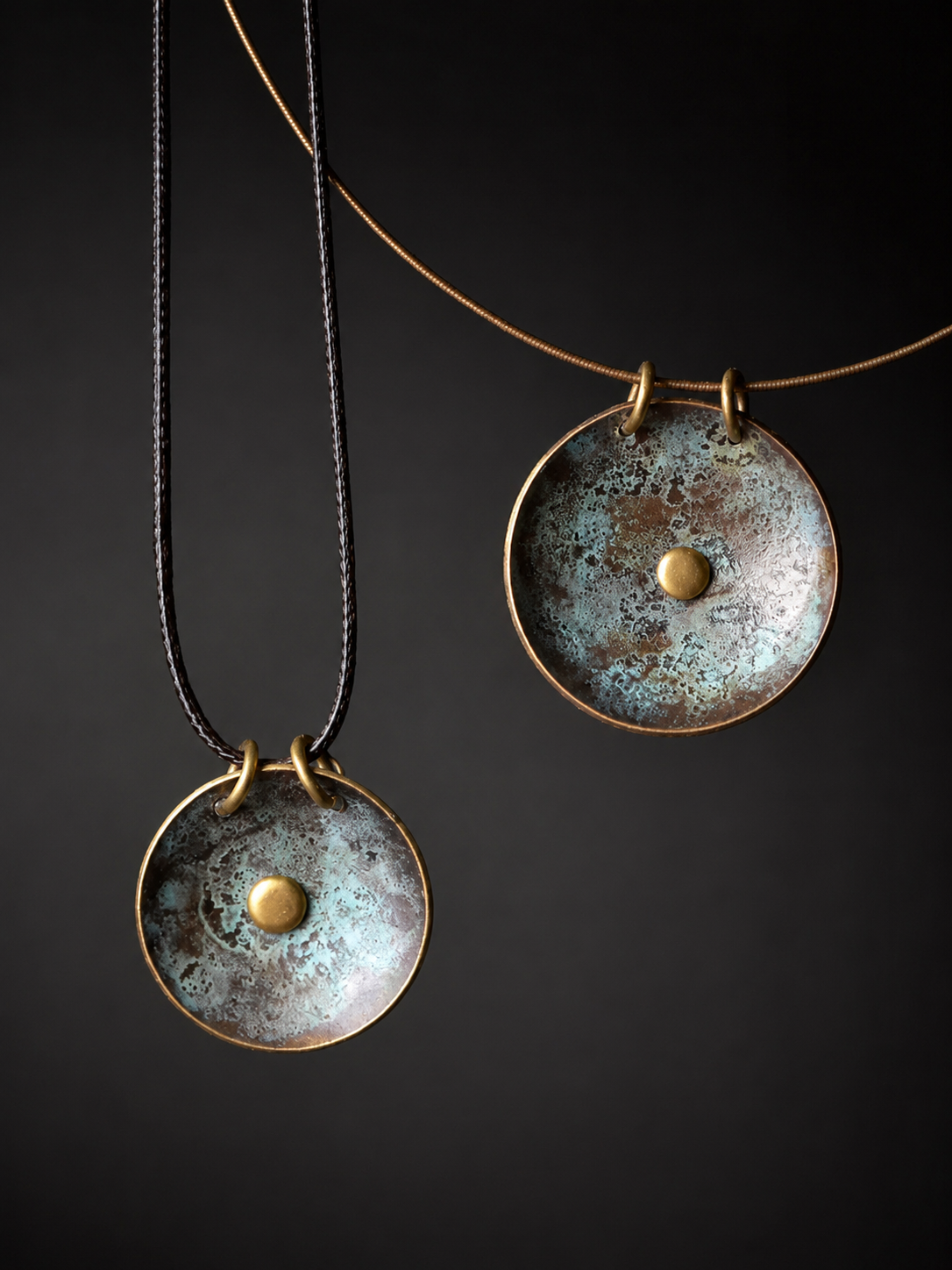 Handmade Rustic Bronze Patina Pendant Choker