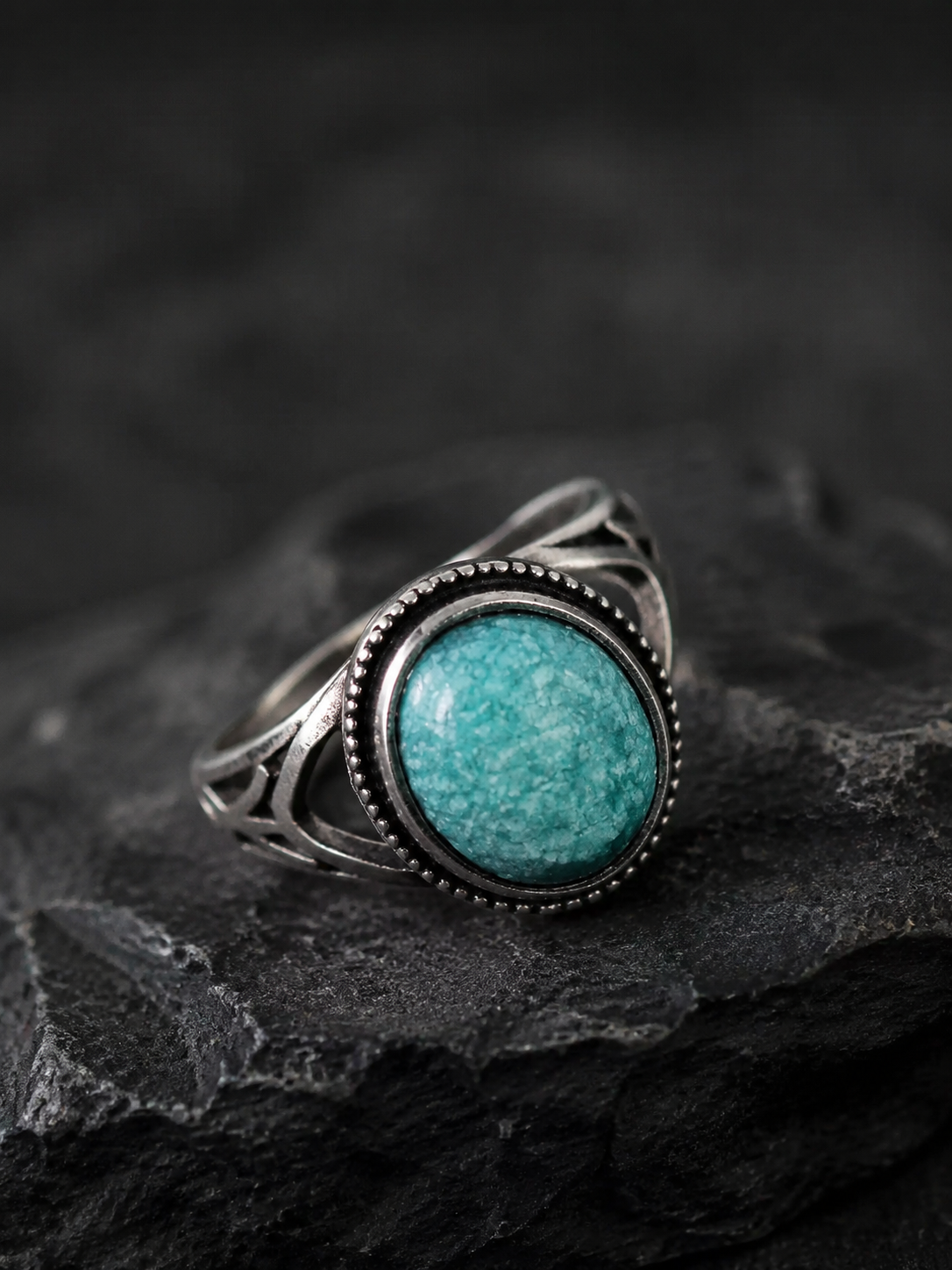 Vintage Tibetan Turquoise 925 Silver Adjustable Ring