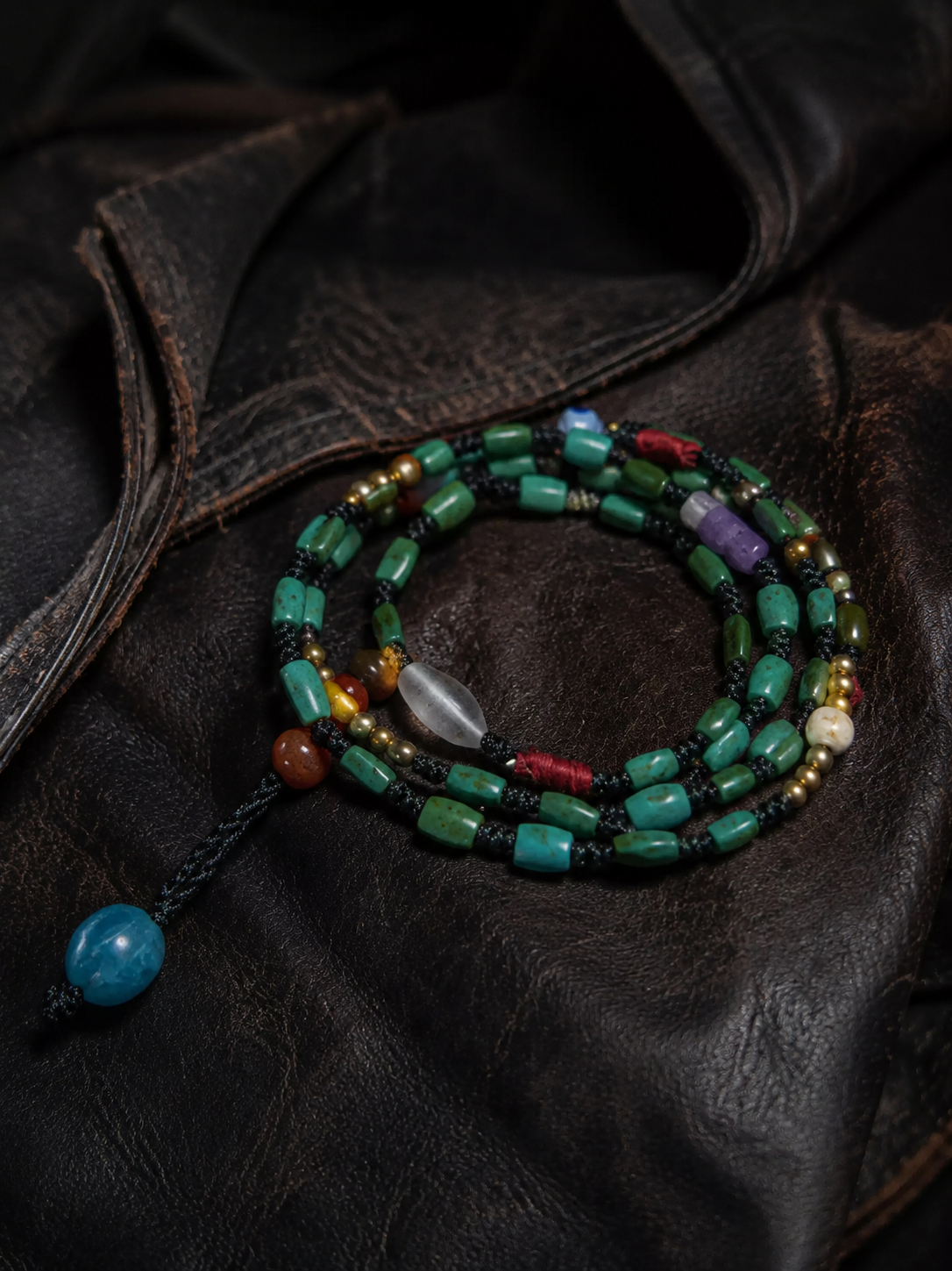 Vintage Tibetan Turquoise Wrap Mala Bracelet