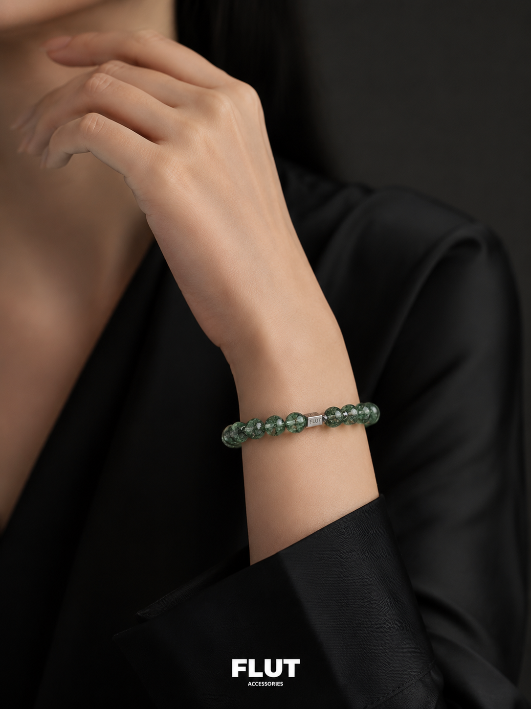 Unisex Green Phantom Quartz & 925 Silver Bracelet