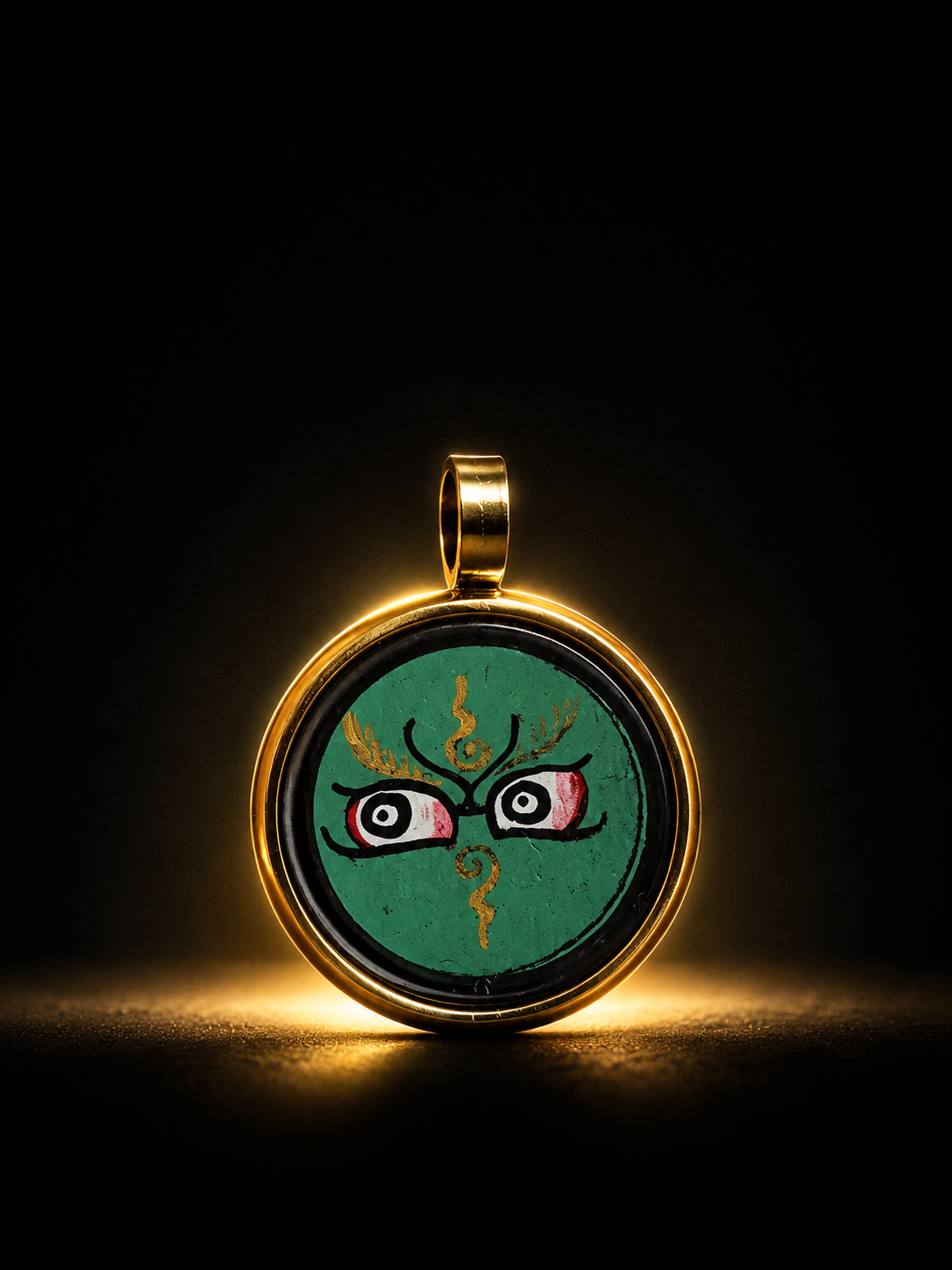 Hand-Painted Tibetan Thangka Buddha Eye Amulet Pendant
