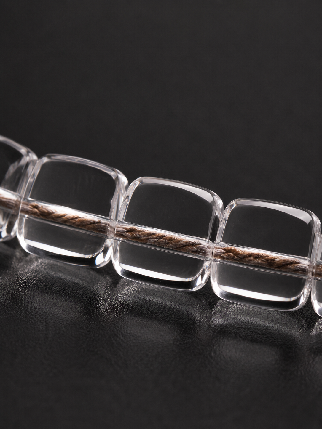 Adjustable Tibetan Clear Quartz Barrel Bead Bracelet