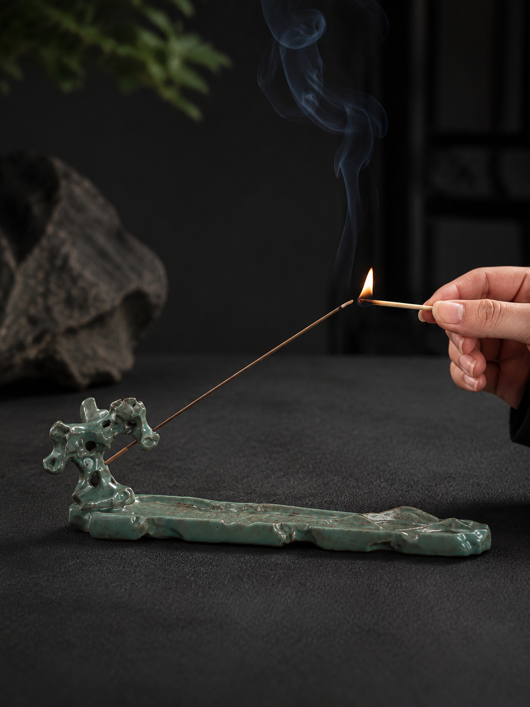 Zen Stone Ceramic Incense Holder for Meditation