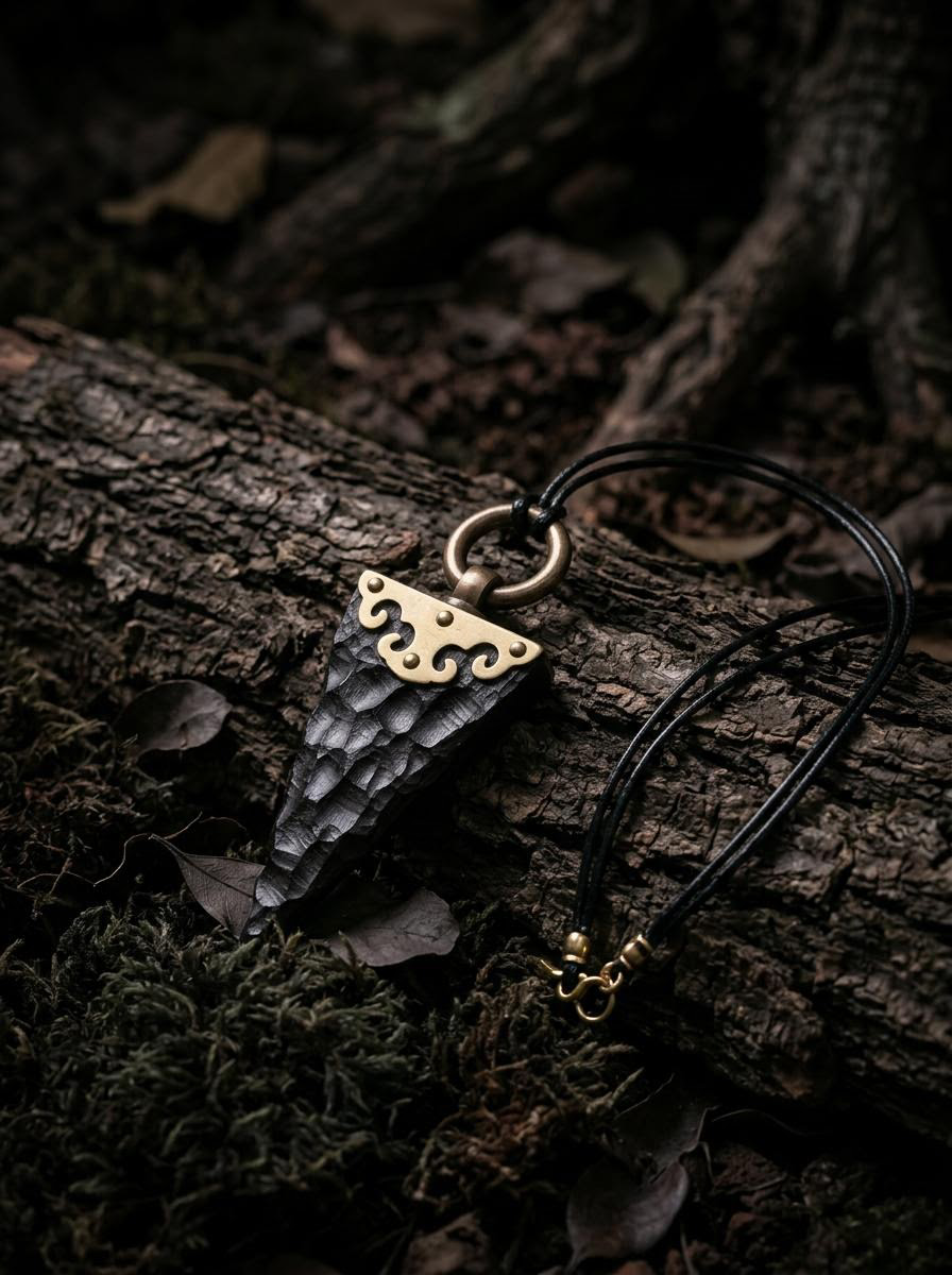 Handmade Tibetan Ebony Wood Pendant Necklace
