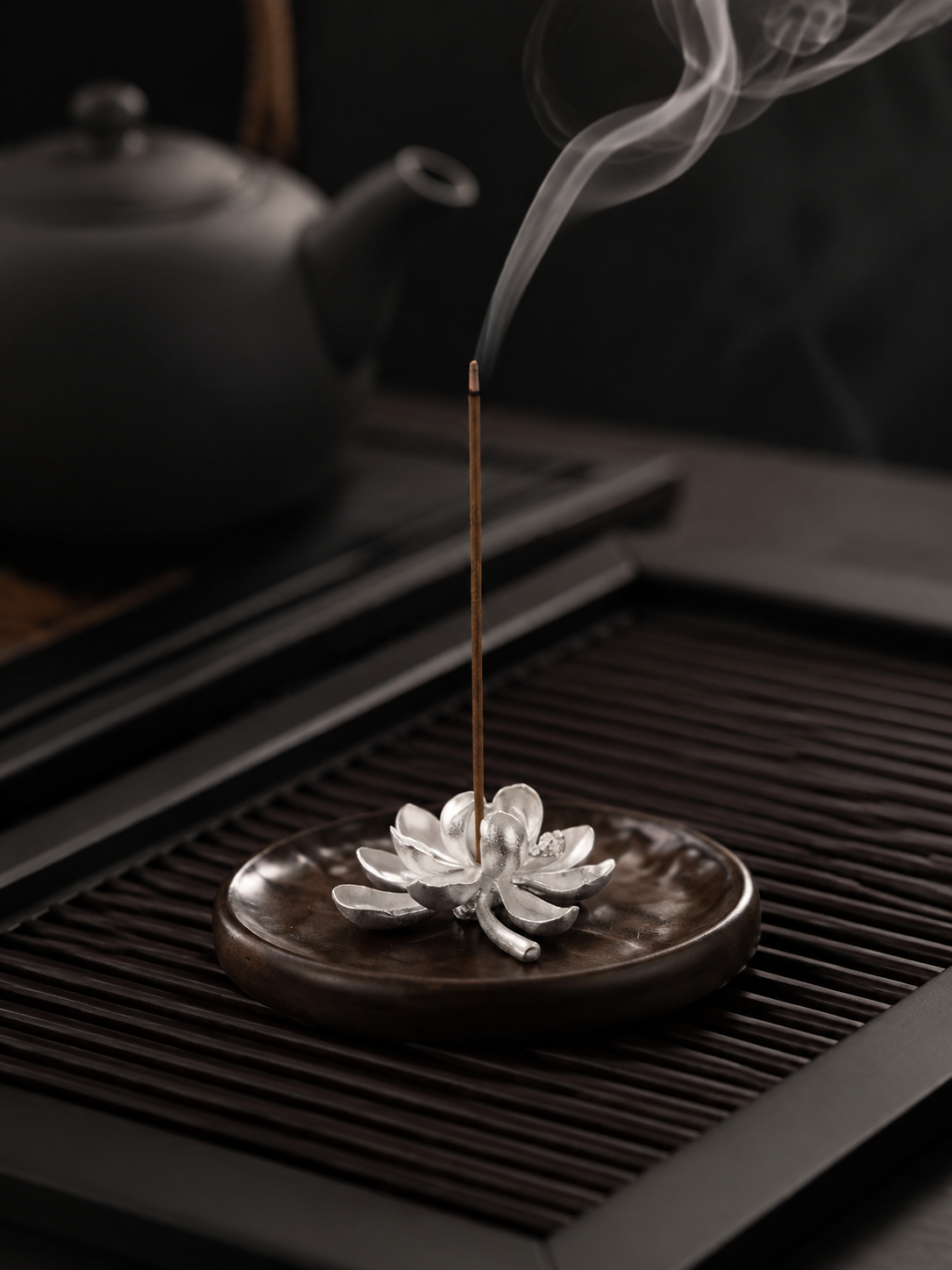 Tibetan Zen Pure Tin Lotus Incense Holder