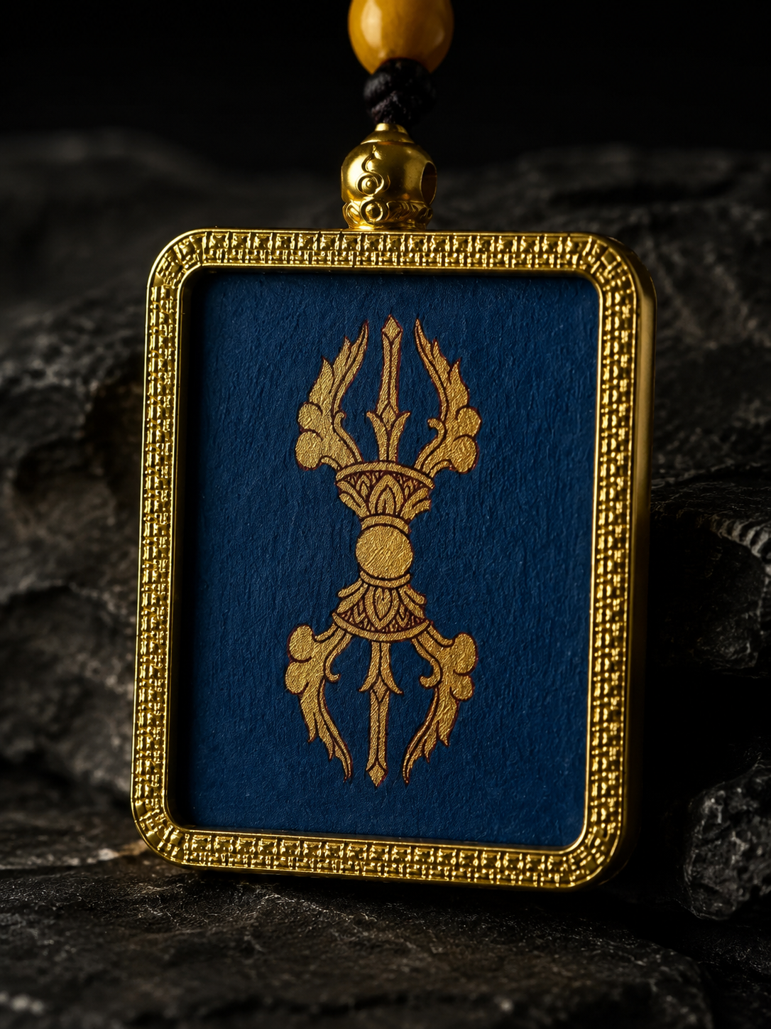 Hand-Painted Tibetan Thangka Vajra Amulet Necklace