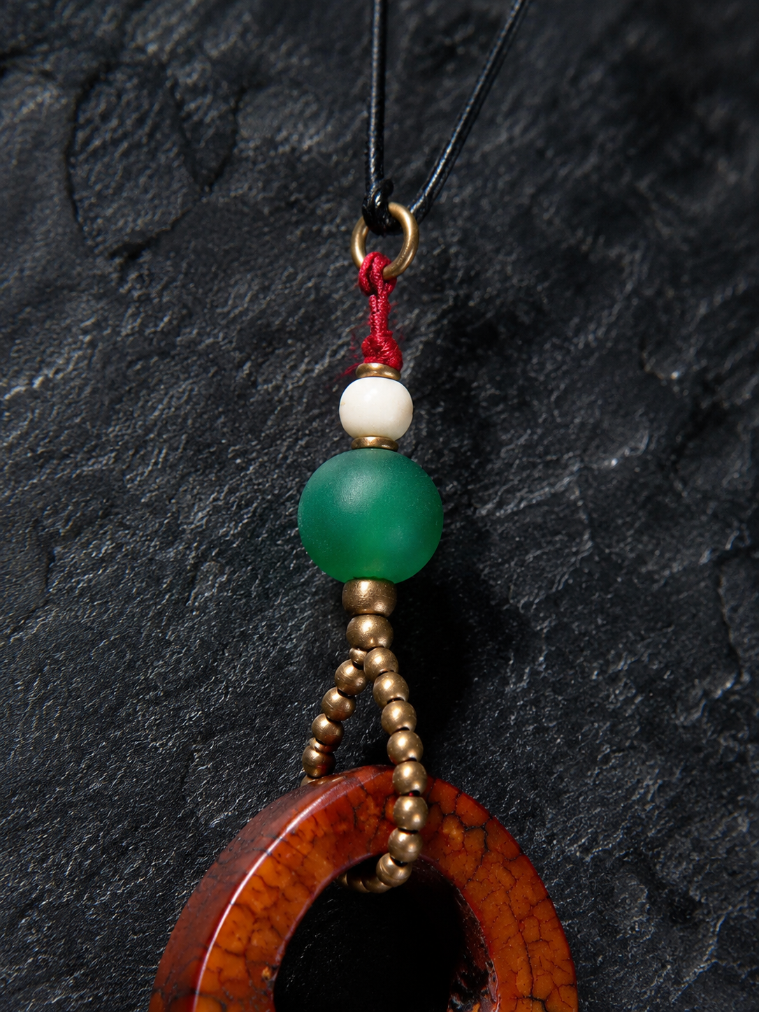Tibetan Smoked Yak Bone Amulet Pendant Necklace