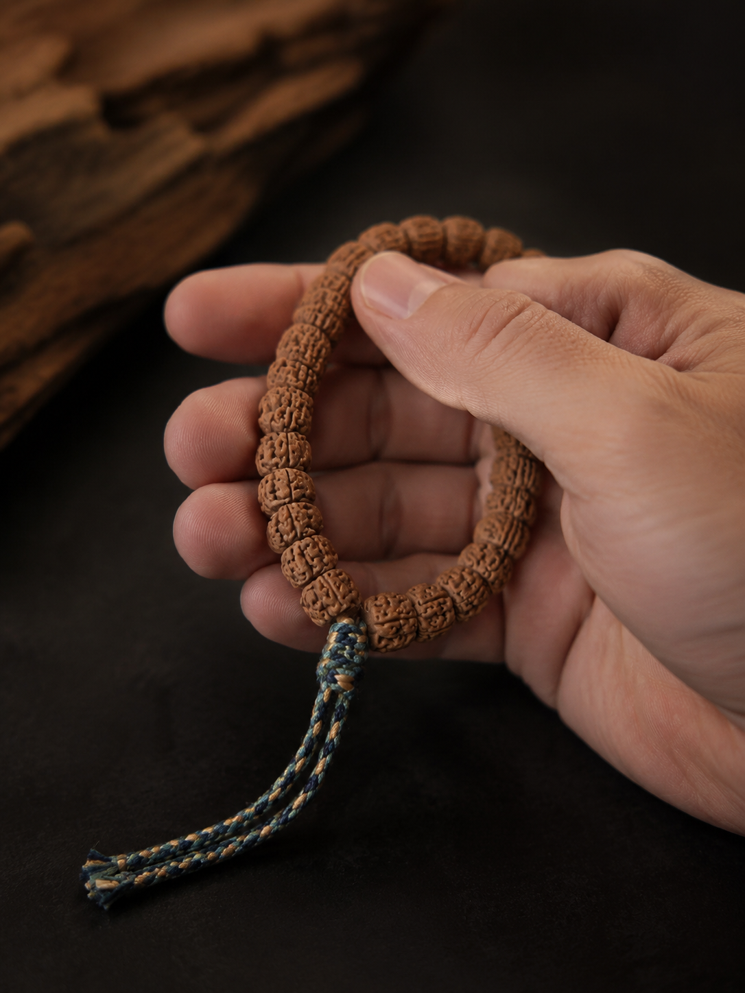 Tibetan Rudraksha 36-Bead Meditation Mala Bracelet