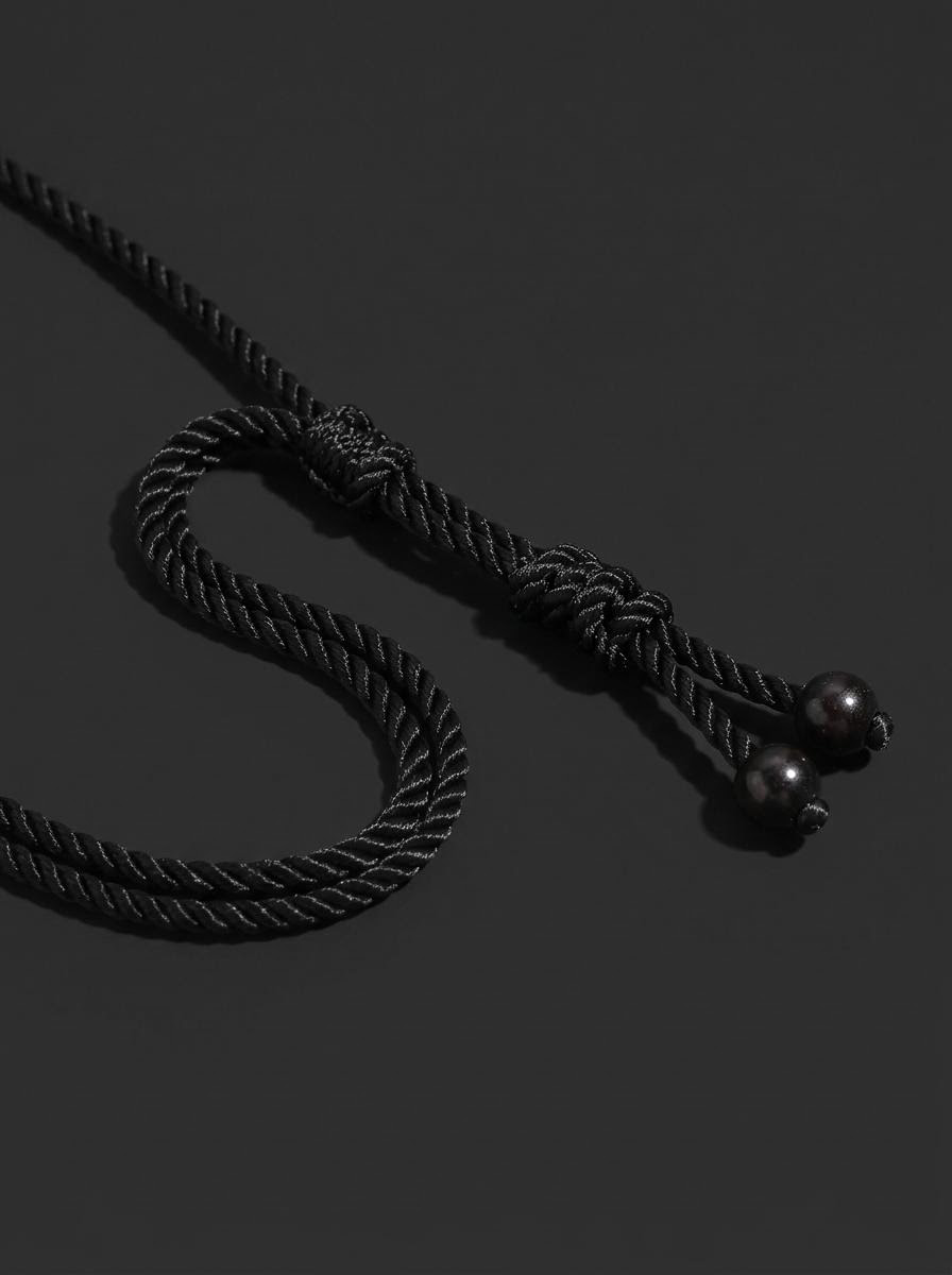 Tibetan Silver Inlaid Obsidian Protection Necklace