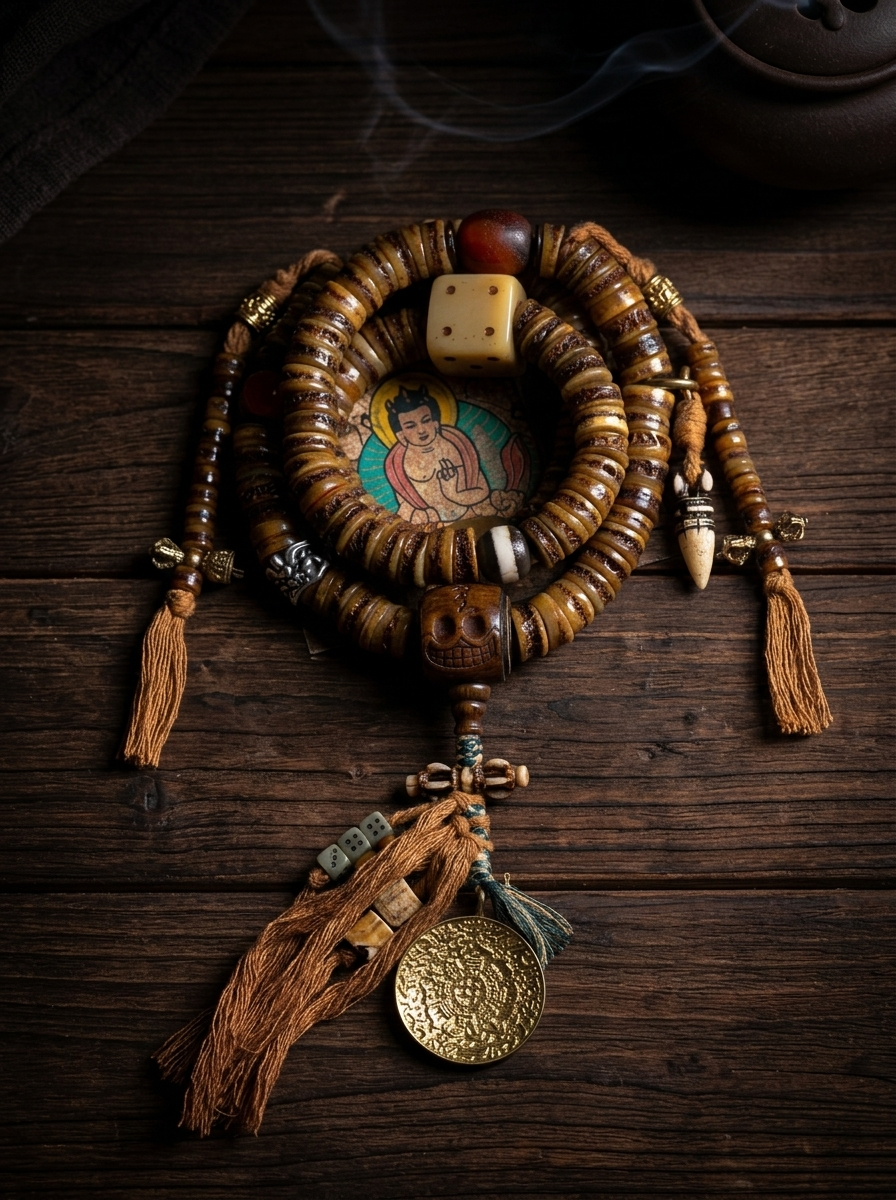 Authentic Tibetan Vintage Yak Bone 108 Mala Beads