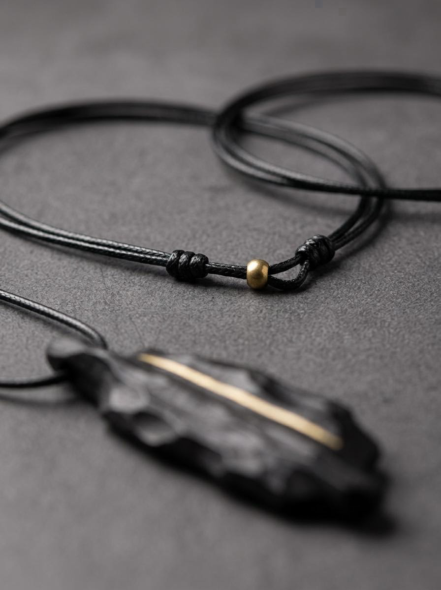Tibetan Handcrafted Ebony & Copper Pendant Necklace
