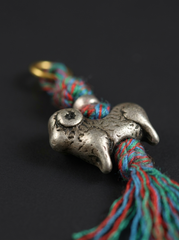 Tibetan White Copper Zodiac Sheep Mala Pendant
