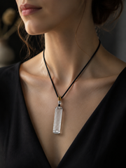 Tibetan Clear Quartz Heart Sutra Pendant Necklace