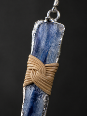 Tibetan Raw Blue Crystal Bamboo Woven Drop Earrings