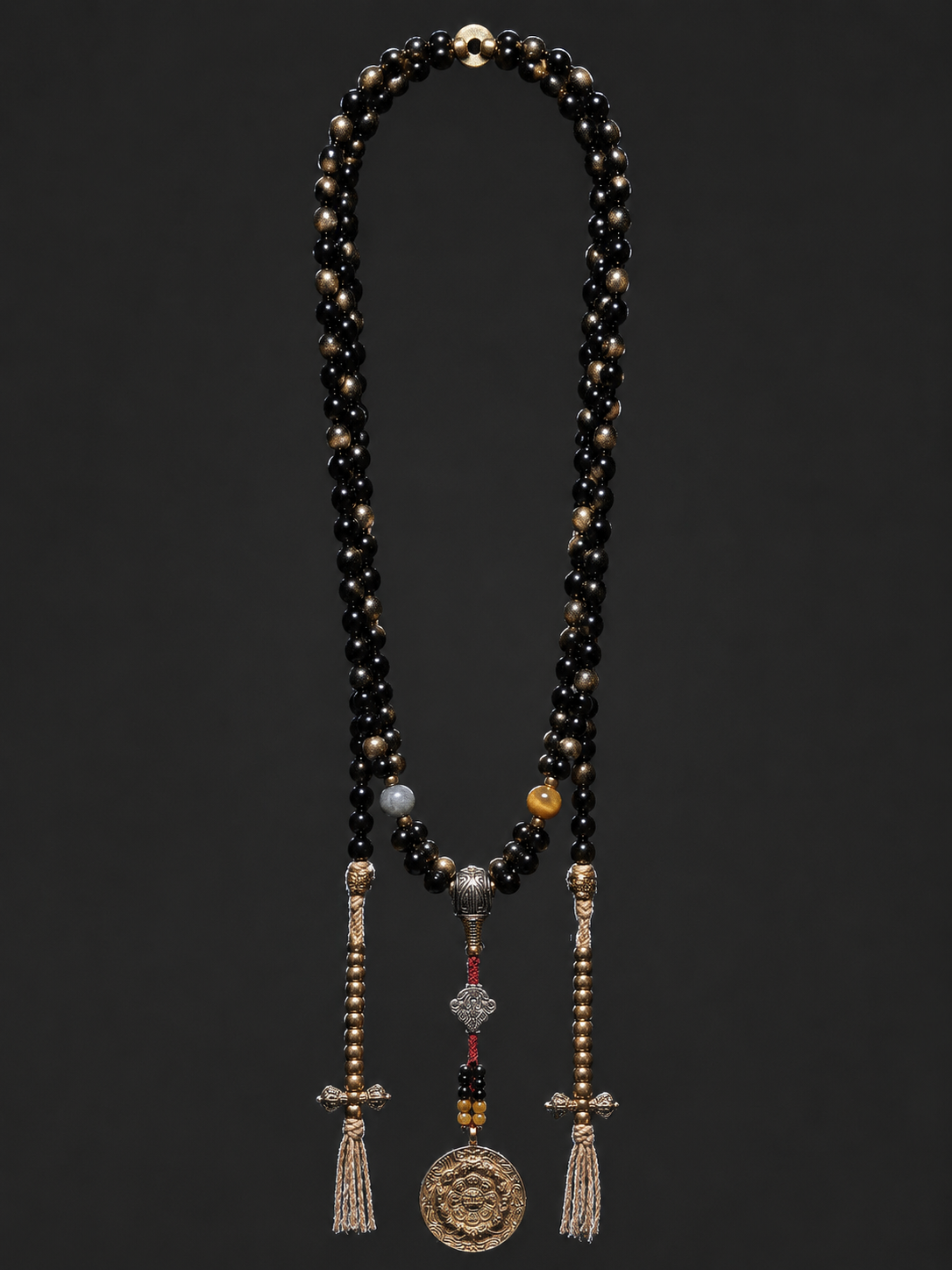 Tibetan Golden Obsidian 108 Mala Bead Wrap Bracelet
